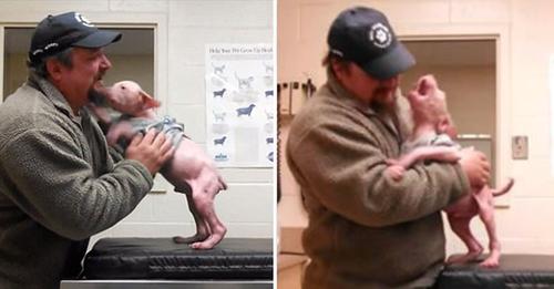 A man comes back to adopt the dog he saved, and the pup is ecstatic.